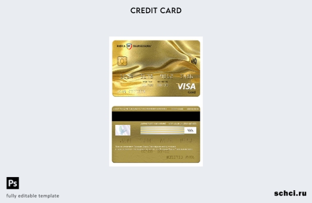 цифровая загрузка шаблона карты Visa Gold банка Румынии Banca Transilvania